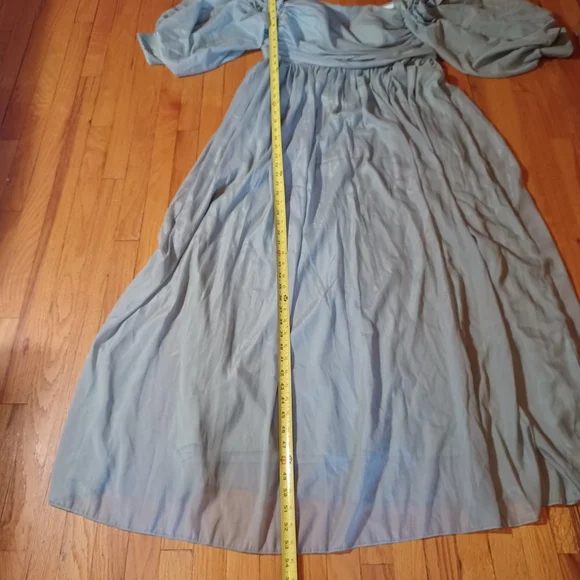 Green Maxi Pl Maternity Dress Puff Sleeves RosesGathering Check Measurements - Picture 9 of 15